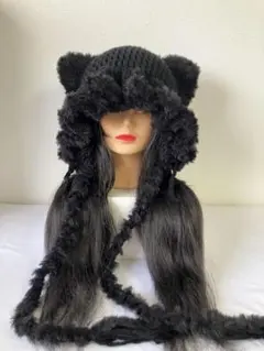 ネコ耳ニット帽 ハンドメイド耳当て 地雷系 サブカル ヘッドドレス ネコ耳ニット帽ハンドメイド耳当て地雷系サブカルヘッドドレス☺︎