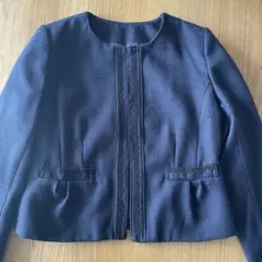 ネイビー ノーカラージャケット