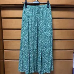 花柄フレアスカート グリーン