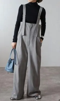 未使用　ボンジュールサガン　 チェック柄ハイウエストサロペット