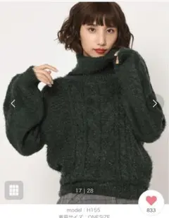 スピンズ　SPINNS シャギータートルケーブルニットのサムネイル