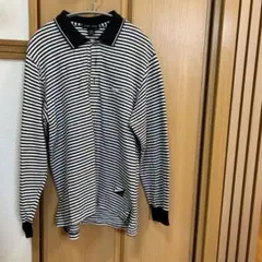 【NIKE GOLF】 ボーダー長袖ポロシャツ M 黒 白