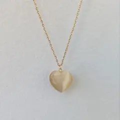 天然石　セレナイト　ハート　ゴールド　ネックレス　サージカルステンレス　チェーン
