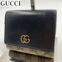 【✨美品✨】グッチ 二つ折り財布 GGマーモント GGスプリーム ブラック