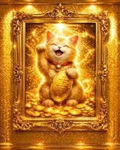 金運特化招き猫 開運特級呪物絵画 額縁なし 風水 宝くじ高額当選 金運