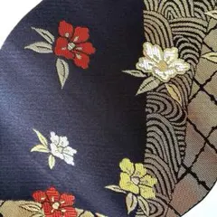 いくっち様専用 半幅帯 小袋帯 黒に近い紫がかった濃紺 桔梗文様 小紋 着物