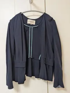 ノーカラージャケット ネイビー 青ライン