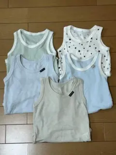 ベビー肌着　ノースリーブ　ロンパース　80 5点セット　青　星