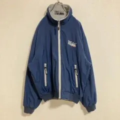 【リバーシブル】ファーストダウン　ブルゾン　フリースナイロンジャケット　紺　M