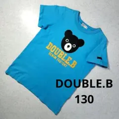 DOUBLE.B Tシャツ 130 水色 ロゴ プリント 柔らかい 着心地いい