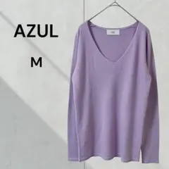 アズール Vネックニット ラベンダー　ニットセーター　シンプル 大人っぽ