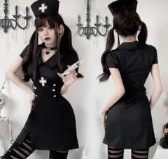 ナース服 コスプレ衣装 ブラック 4点セットのサムネイル