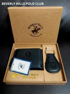 新品未使用☆ビバリーヒルズポロクラブ☆箱入り☆本革コインケース&キーホルダー黒