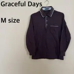 【Graceful Days】メンズ/長袖ポロシャツ/Mサイズ/ブラウン/襟付き