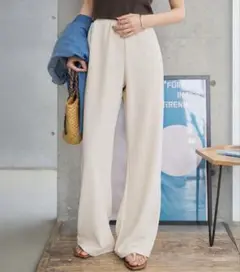 タグ付き新品未使用♡神戸レタス 錯覚美脚ストレッチワイドパンツ アイボリー　M