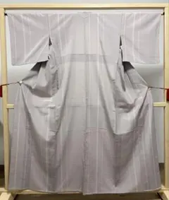 D 単衣 美品 塩沢紬 100亀甲 グレー系 正絹 小紋 着物 K54