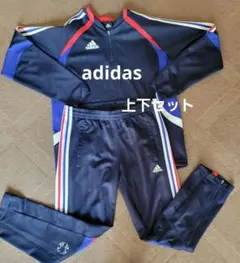 【adidas】ジャージ　上下セット　　上Ｌ、下Mサイズ　美品　ネイビー