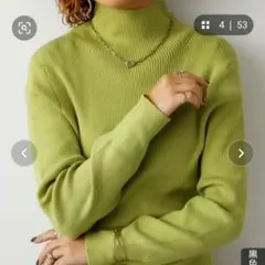 吸湿発熱ハイネックニット グリーン系