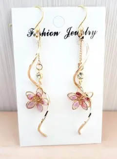 408# ピアス ハンドメイド フラワー レジン 桜 夏ピアス 秋ピアス