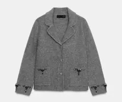 ZARA ビーズ付きニットカーディガン