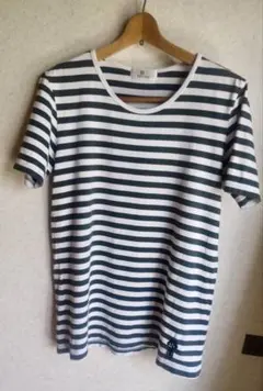 にゃー ストライプTシャツ ダークグリーン Lサイズ（3）　Né-net