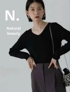 エヌナチュラルビューティーベーシック 総針ニット ブラック