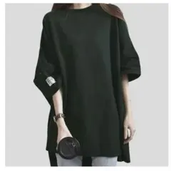 新品　オーバーサイズTシャツチュニック　カーキグリーン