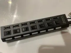 USBハブ 7ポート 高速充電 ON/OFFスイッチ付き 節電効果　ブラック1個