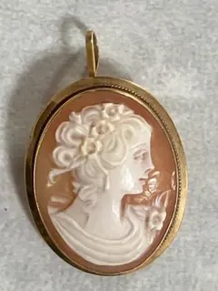 K18 カメオブローチ ペンダントトップ　女性の横顔
