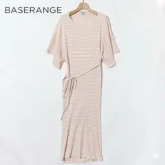 BASERANGE ボーダーラップリブワンピース 半袖 ホワイト×レッド XSのサムネイル