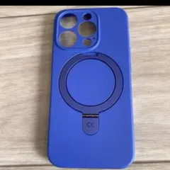 iPhone15 Pro ケース MagSafe対応 リングスタンド付き ブルー