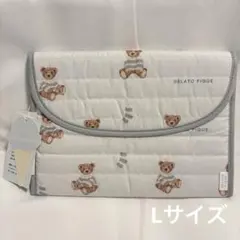 ジェラートピケ　ボーダーベア柄母子手帳ケース　ブルー