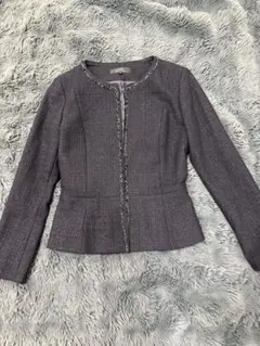 C de C ノーカラージャケット 36 ダークネイビー