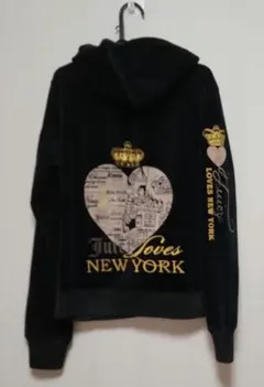 Juicy Couture ハート×ゴールドロゴ ベロアパーカー Lブラックのサムネイル