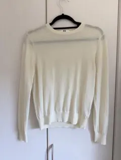 UNIQLO セーター S オフホワイト メリノクルーネックセーター