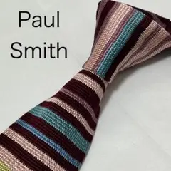 Paul Smith ポールスミス ネクタイ ニット 赤 マルチストライプ