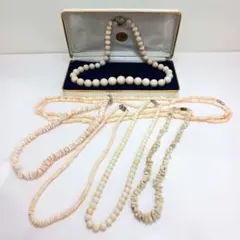 Y2550-17 本珊瑚ネックレス 6本セット 総重量216.9g