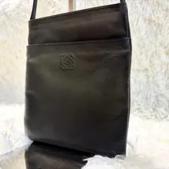 LOEWE ロエベ アナグラム レザー ショルダーバッグ ブラック