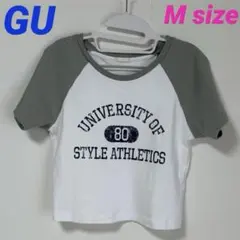 ◆値下げ◆ 《GU》 グラフィック ラグランスリーブ ミニTシャツ M グリーン