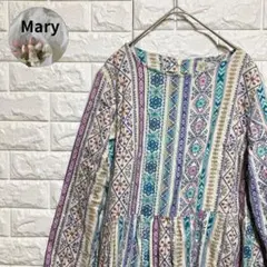 【チチカカ】（F）花柄ロングワンピース コットン100 バックジップ