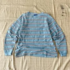 BEAMS ボーダー 長袖カットソー ライトブルー S 古着のサムネイル