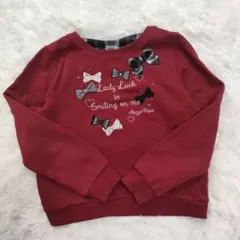 メゾピアノジュニア　刺繍アップリケトレーナー　L160㎝　リボン