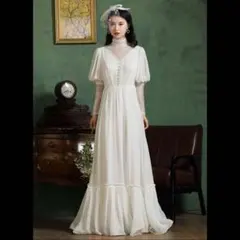 ウェディングドレス　白　レトロ　昭和風