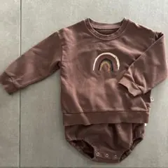 韓国子ども服 ブラウン レインボー セットアップ 90サイズ 綿100% ベビー