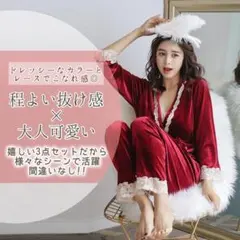♥️ルームウェア 最終値下げ！♥️ ★3点セット★ ベロア　暖かパジャマ　ガウン