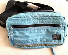 PORTER ポーター ウエストバッグ ポーチ 反射材 ライトブルー