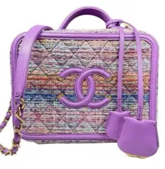 CHANEL シャネル CCフィリグリー ミニバニティツイードパープルショルダーのサムネイル