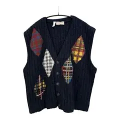 大きいサイズセール中　KRIZIA 　ウール、シルク混　ネイビー ベスト 3L