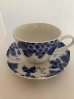 青いブドウ模様のティーカップ・ソーサーセット