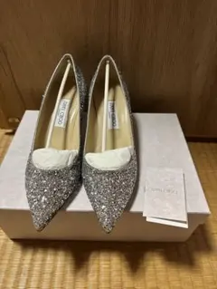 JIMMY CHOO シルバー グリッターハイヒール